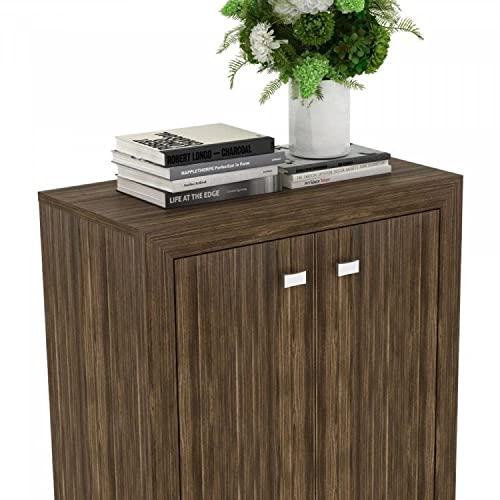 Conjunto Home Office 3 Peças com 1 Balcão 1 Armário 1 Estante Tecno Mobili Nogal