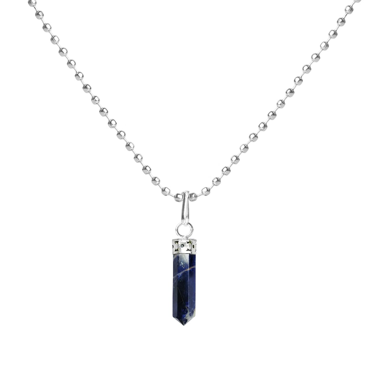 Natural Crystal Pencil Pendant Necklace with Silver Chain for Women & Men | Hexagonal Gemstone Point Pendant | Crystal Jewellery for Reiki, Meditation, Yoga, Chakra Practice & Everyday Wear-image-8