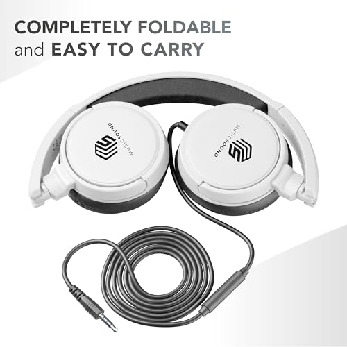 Music Sound | Headband con Cable Basic | Audífonos Auriculares Stereo Supraaurales Diadema Expandibles con Jack 3.5 mm y Micrófono - Plegable - Color Blanco - imagen 5