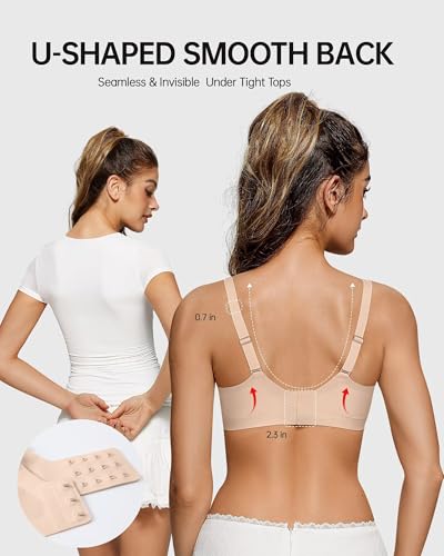 Vertvie Seamless Wireless Bra for Women No Underwire Jelly Push Up Full Coverage Comfort Invisible Everyday T-Shirt Bra (Nude,3X-Large)3