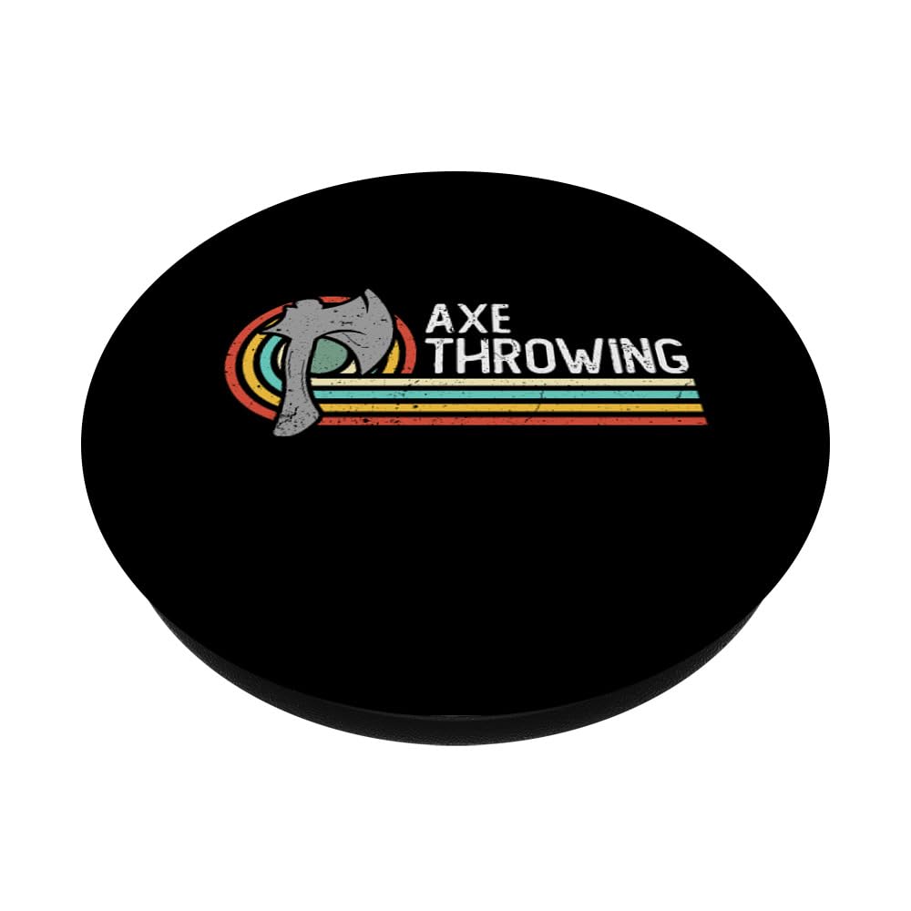 Axe Throwing Retro Loves Axe Hatchet Thrower Axe Throwing PopSockets Swappable PopGrip, Black - Image 2