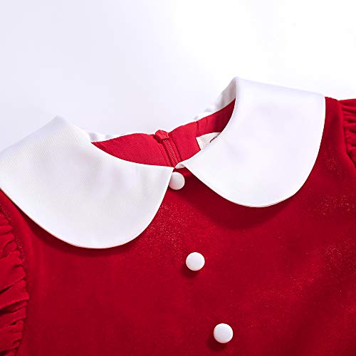 Pettigirl Girls Clothing Toddler Red Velvet Short Sleeve Vintage Party Casual Dresses3