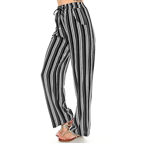Women's Palazzo Pants Solid and Stripe Culottes Trousers3