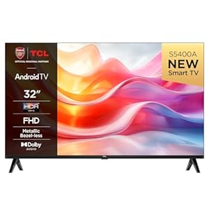 TCL 32S5400AFK 32-inch Television, HDR, FHD, Smart TV Powered by Android TV, Bezeless design (Kids Mode, Dolby Audio, compatible with Google assistant)