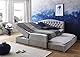 Atlantic Home Collection Boxspringbett LOTTE, 180x200 cm, inklusive zweiteiliger Matratze (Härtegrad H2), Topper, Bettkasten (links) und ausziehbares Gästebett, grau