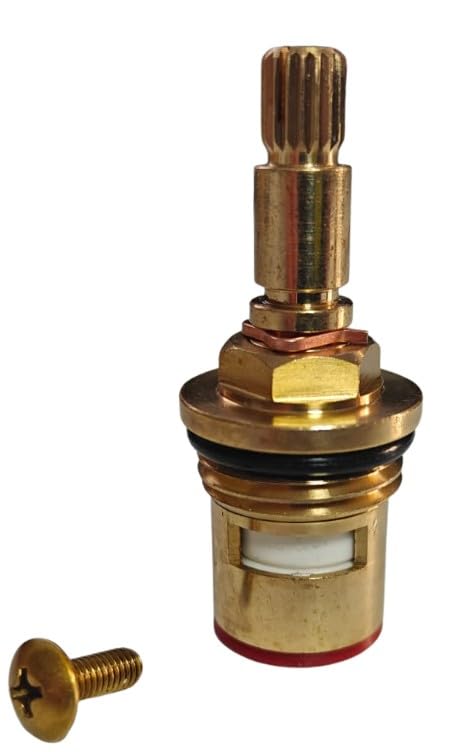 Mixer Tap Cartridge Replacement 1/2" 7.6mm x 18 Spline, 56mm Cartridge Length Ceramic disc for Armitage Shanks, Nabis, Sottini and Trevi Basin and Bath, Tap Spares Repair Reviver Kit Gland (1 Red)