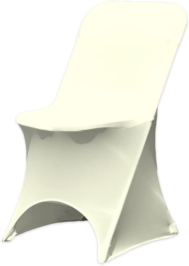 20 pc Ivory Spandex Folding Chair Covers - Premium Durable Slipcovers for Party Events Wedding Reception Restaurant Dining Decorations