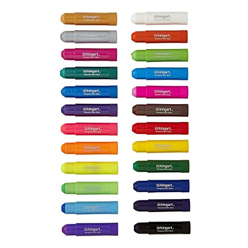 Kingart Tempera Paint Sticks, 24 Vibrant Colors Solid Tempera Paint For Kids, Super Quick Drying, Works Great On Paper Wood Glass Ceramic Canvas #TOP5