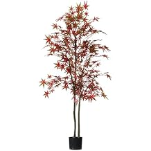 Artificial Maple Tree, Realistic Fall Maple Leaves Shrubs Autumn Fake Trees for Indoor/Outdoor Scenery Modern Home Office Living Room Decor6FT-2