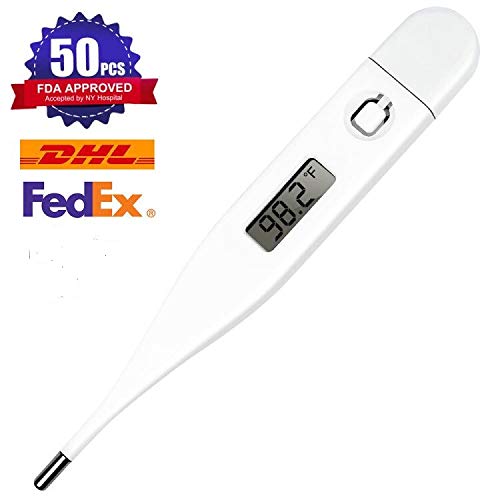 [US Stock]50 Pcs Digital Thermometer for Adults & Chlidren, Fast Read Armpit Rectal