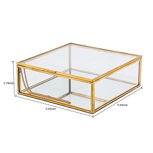 Vtyhyj Vintage Glass Jewelry Box Lidded Square Organizer Decorative Case For Keepsake Rings Earrings Brooches Watches (Mirror Surface) #TOP2