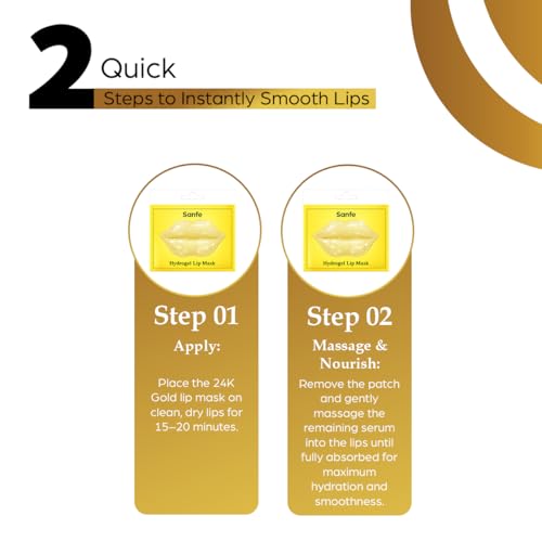 Image of Sanfe Hydrogel Lip Mask | Pack of 1 | Hydrating Care Treatment Patch for Dry Lips Routine | LipBalm & Gloss Alternative | Korean Style Sheet for Soft Smooth Texture | Skincare for Women