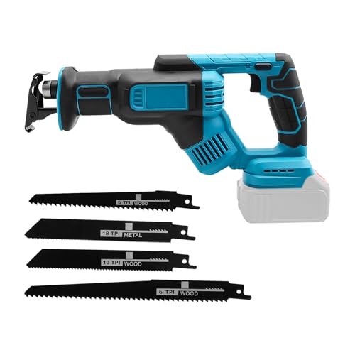 Image of Cordless Reciprocating Saw Compatible with Makita 18V Battery, 28mm Stroke, 3500RPM Electric Reciprocating Saw with 4 Blades for Wood Metal Cutting (No Battery)