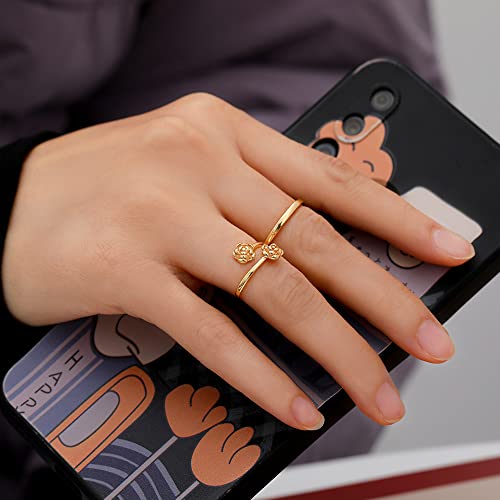 12Pcs 14K Gold Plated Adjustable Rings Knuckle Rings For Women Heart Hug Butterfly Love Flower Open Rings Stackable Thumb Ring Silver Rings Set For Teen Girls #TOP1
