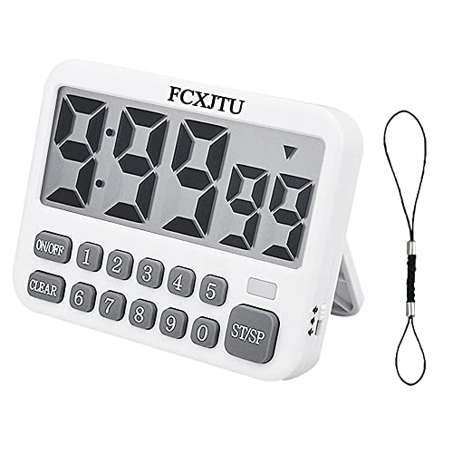 FCXJTU Digital Kitchen Timer, Large Display Countdown/Up Timer with Digits Directly Input, Fast Setting, Loud Alarm, ON/Off, Magnetic Back Stand for Cooking, Baking, Study