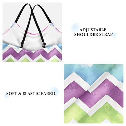 senya Girls Swimsuits One-Piece Swimwear Tie Bathing Suit Beach Summer Round Neck 9-10T Multicolor Chevron Pattern3