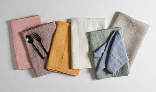 Set de 4 Servilletas de Lino Blanco 45x45 cm miniatura 7
