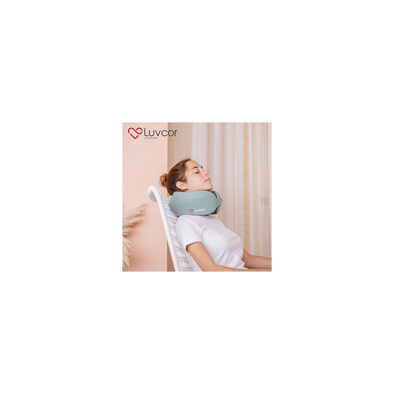 Luvcor Premium Quality Memory Foam Travel Neck Pillow Bundle Best Ergonomic Pillow for Airplane Travel car Ride Sleeping Comes with Eye mask earplugs and Storage Bag Imperial Green