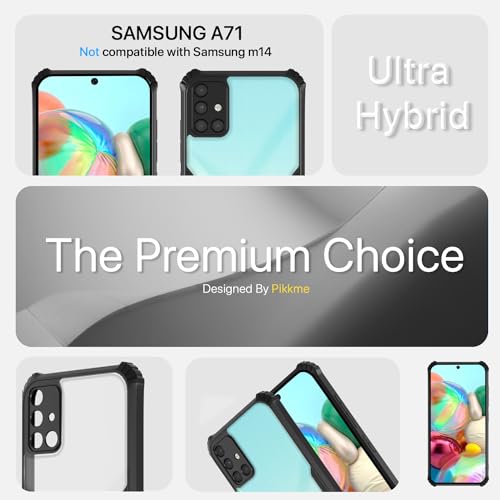 Image of Outlouders Back Cover for Samsung Galaxy A71 | Ultra Hybrid Transparent | Full Camera Protection | Raised Edge | Crystal Clear Bumper Case (Black)