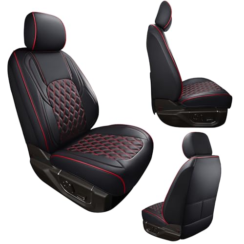 Huidasource Maverick Front Seat Covers XL XLT Lariat Lobo Tremor 2022 2023 2024 2025 2026, Fit for Ford Maverick Front Seat Covers, with Airbags, Seat Belts, Ventilation Heating (Front Pair/Black＆Red) by Huidasource - Used condition - Image 8