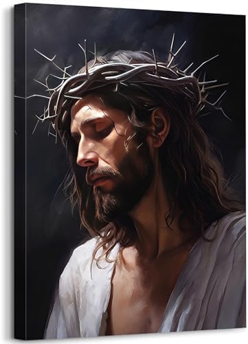 GLOKAKA Jesus Christ Crown of Thorns Wall Art Religious Canvas Print ...