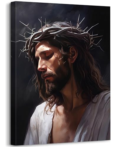 GLOKAKA Jesus Christ Crown of Thorns Wall Art Religious Canvas