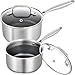LOLYKITCH Hybrid-3-lagiges Edelstahl-Kochtopf-Set, antihaftbeschichtet, 2 Stück, 1,5 l & 2,5 qt Soßentöpfe, Induktionstöpfe und Pfannen, robust und ofenfest.