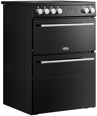 Belling 60cm wide Double Oven BEL FSA VISION 60Ei Electric Cooker with Induction Hob - Black/Silver Steel - A Rated [Energy Class A]