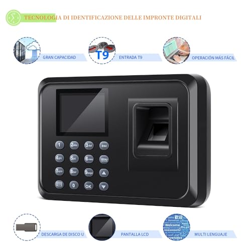 Diseleri Assistenzkontrollmaschine, Uhr für kleine Unternehmen, digitale Fingerabdruckuhr, keine monatliche Gebühr für die englische Version von Attendance (Italienisch)
