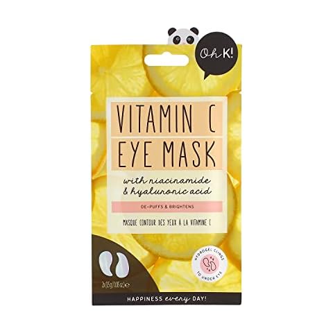 Oh K! Brightening and Cooling Eye Mask for Puffy Eyes, Packed with Hyaluronic Acid and Vitamin C, Vegan Cover