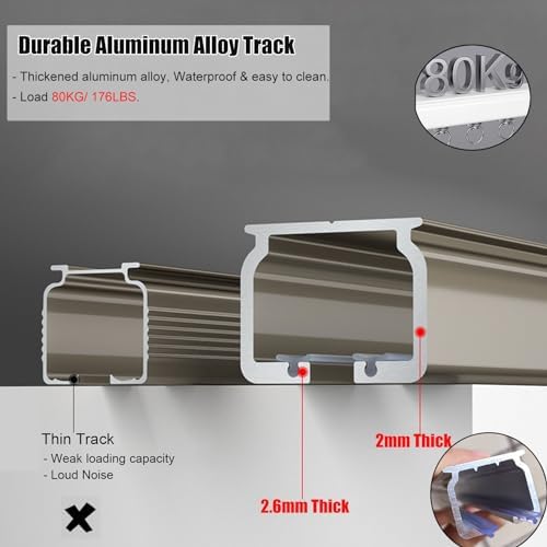 Curtain Track Gliders with Wheels - Smooth Drapery Hanging System for Living Room, Bedroom, Shower, Hotel & Closet - Easy Room Divider & Partition Kit, Adjustable & Durable