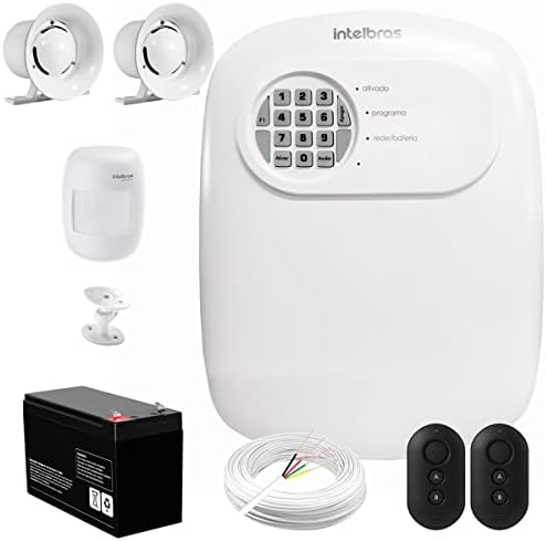 Kit Central de Alarme ANM 24 NET Intelbras + 1 Sensor IVP 3000 CF + Bateria + Sirenes + Cabo
