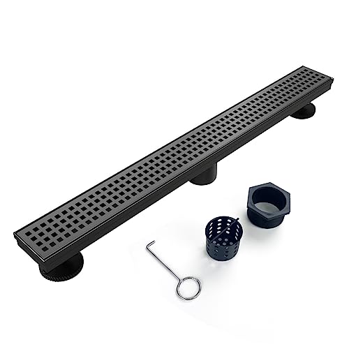 Elefloom 60" Linear Shower Drain Brushed Matte Black with Grate Removable