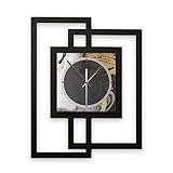 ANALOGE HOLZ-UHR aus dem Thüringer Vogtland | raffiniertes Design | räumlicher Effekt | lichtechte Farben | handmade | Zeiger aus gebürstetem Alu (silber-schwarz)