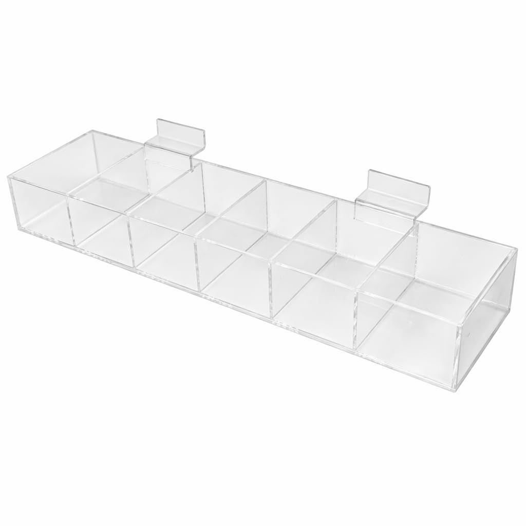 N N'icePackaging – 1 Stück – 6 Mülleimer Acryl Slatwall Display – Multi-Fach 5,7 cm tief – für Geschäfte/Verkauf/Showcase/Merchandise/Schnäppchenartikel/Süßigkeiten (6 Behälter)