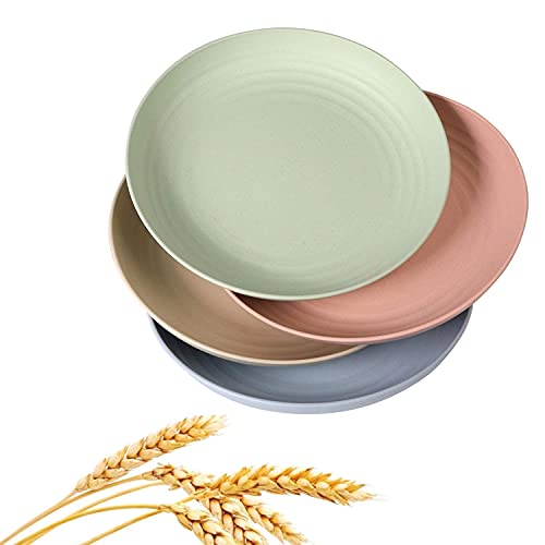 Image of Wheat Straw Plates- Reusable Plate Set,Lightweight Unbreakable Dinner Dishes Plates Set Dishwasher & Microwave Safe BPA Free,Perfect for Daily Use,Picnics,Parties (Big (25CM), Pack of 4)