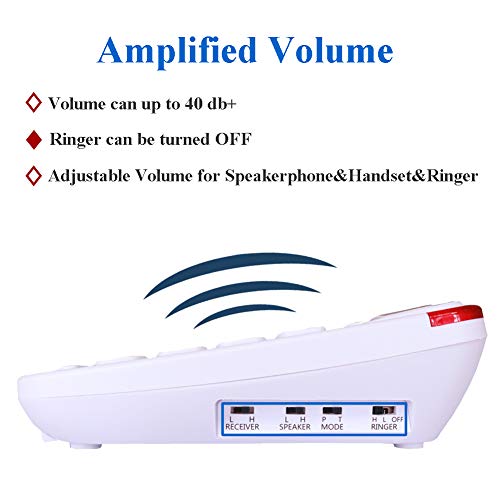 Big Button Corded Phone with 3 One-Touch Speed Dial, HePesTer P-45 Picture Care Phone for Seniors with Memory Protection/Wall Mountable/SOS Emergency