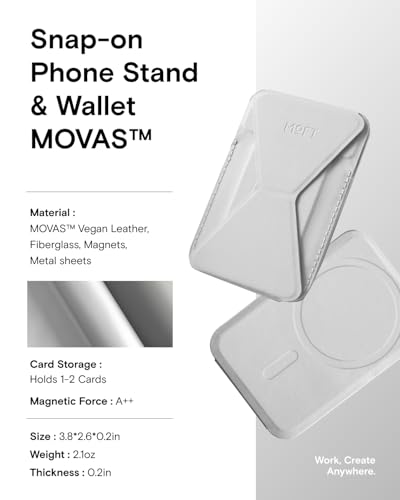 MOFT Magnetic Wallet Stand Compatible with iPhone 17/16/15/14/13/12 Series, Angle Adjustment & Magsafe Compatible MOVAS Phone Stand,Misty Cove