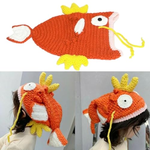 Beanie, Girl Cartoon Goldfish Knit Beanie Hat Y2K-Style Party Photo Props Hot Girl2