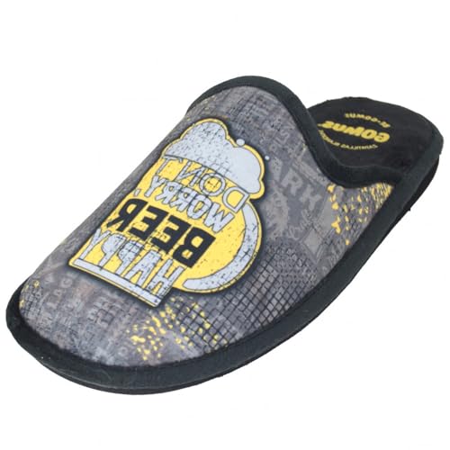 Chaussures pour maison homme avec motif bière et semelle spéciale parquet