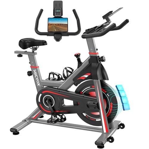 Ergometer Heimtrainer Fahrrad, TH-X3 Fitnessbikes mit Magnetischem Widerstand, Indoor Kardio Training, LCD Monitor mit IPad-Halterung Hometrainer 150 kg Belastbar