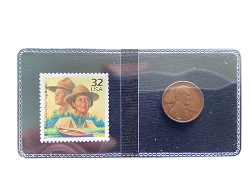 1910-P Lincoln Wheat Cent & Scouting Begins MNH Stamp Set – Historic U.S. Collectible – Celebrate the Century 1910s – Authentic Circulated Coin & Mint Stamp in Protective Sleeve