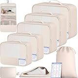 BAGAIL 9 Set Packing Cubes with Packing List Luggage Packing Organizers for Travel Accessories (Cream)