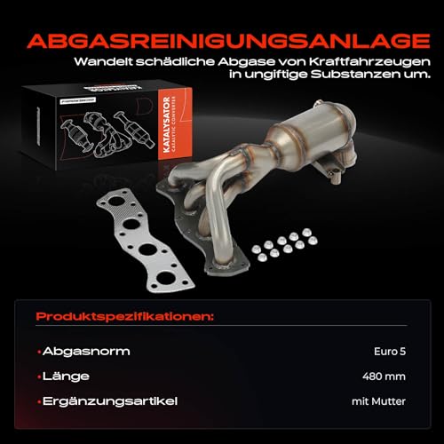 Frankberg 1x Katalysator Benzin Kompatibel mit C3 Picasso SH 1.4L 1.6L Min.i R56 1.4L 1.6L Min.i Cabriolet R57 1.6L 207 WA WC 1.4L 1.6L 308 CC 4B 1.6L Replace# 1609163980