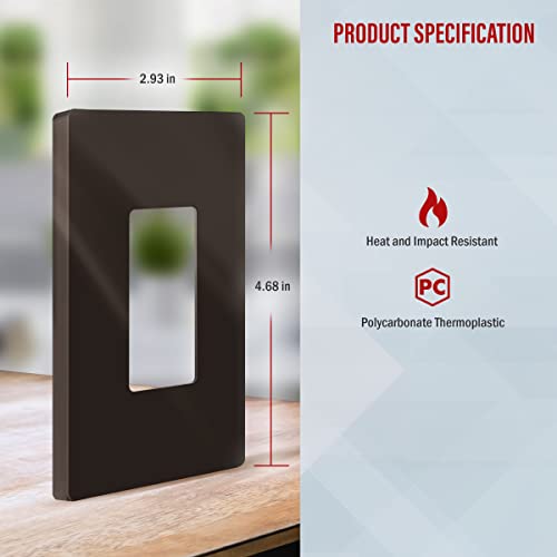 ENERLITES Screwless Decorator Wall Plate Child Safe Outlet Cover, Size 1-Gang 4.68" H x 2.93" L Switch cover, Unbreakable Polycarbonate Thermoplastic, SI8831-BR, Glossy, Brown by ENERLITES - Image 3