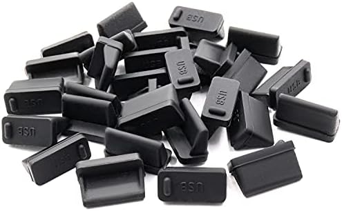 ThreeBulls 30 Pcs Silicone USB Cap Port Cover Anti Dust Protector for Female End Black