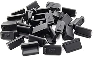ThreeBulls 30 Pcs Silicone USB Cap Port Cover Anti Dust Protector for Female End Black