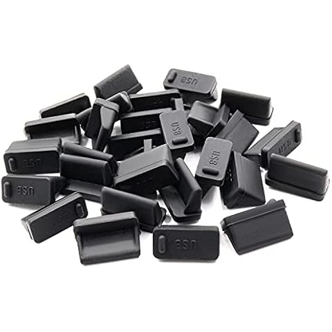 ThreeBulls 30 Pcs Silicone USB Cap Port Cover Anti Dust Protector for Female End Black Cover