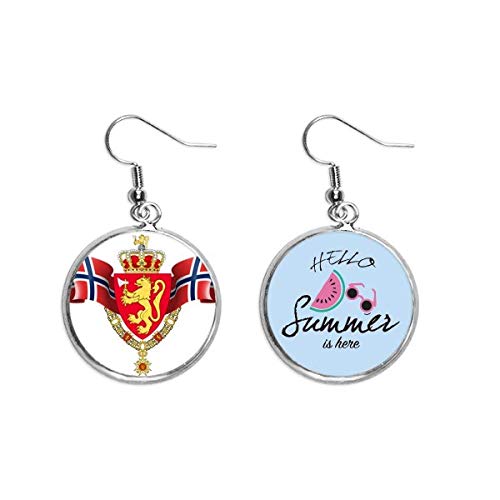 Pendientes de sandía con emblema de Noruega para el verano y lóbulo 1