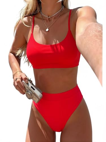 Jolefille High Waisted Bikini Sets for Women Tummy Control Two Piece Swimsuit Push Up High Cut Cheeky Bathing Suit Teen 2026